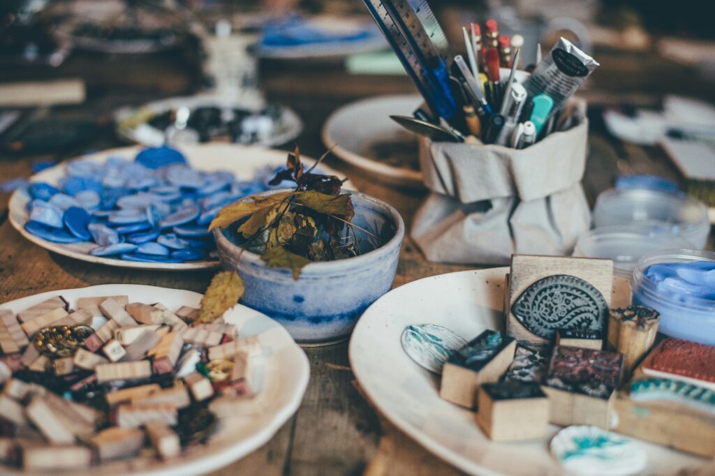 Stencils, stamps and moulds for pottery and clay crafting