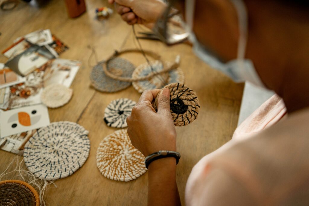 Woman working on her craft project